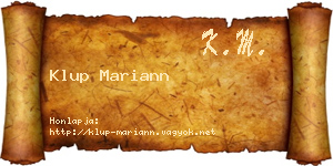 Klup Mariann névjegykártya